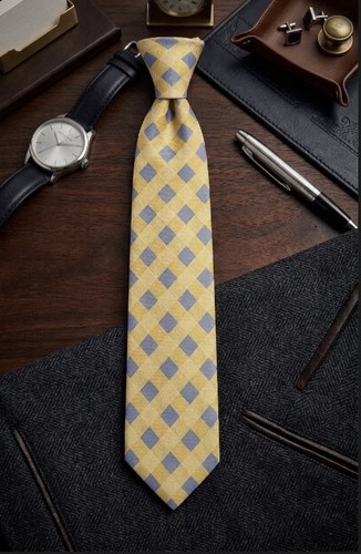 Yellow blue gingham - check, tie